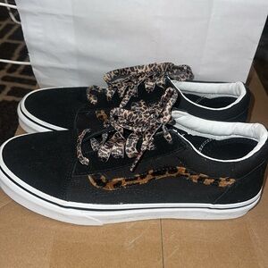 Vans Black and Brown Leopard Print Sneakers- never worn, new
